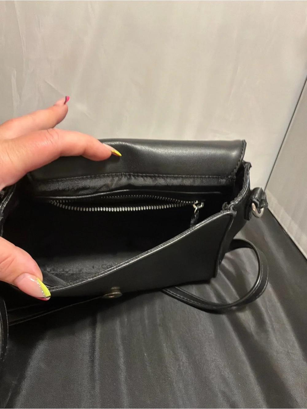 Calvin Klein Black Quilted Leather Crossbody with CK Logo